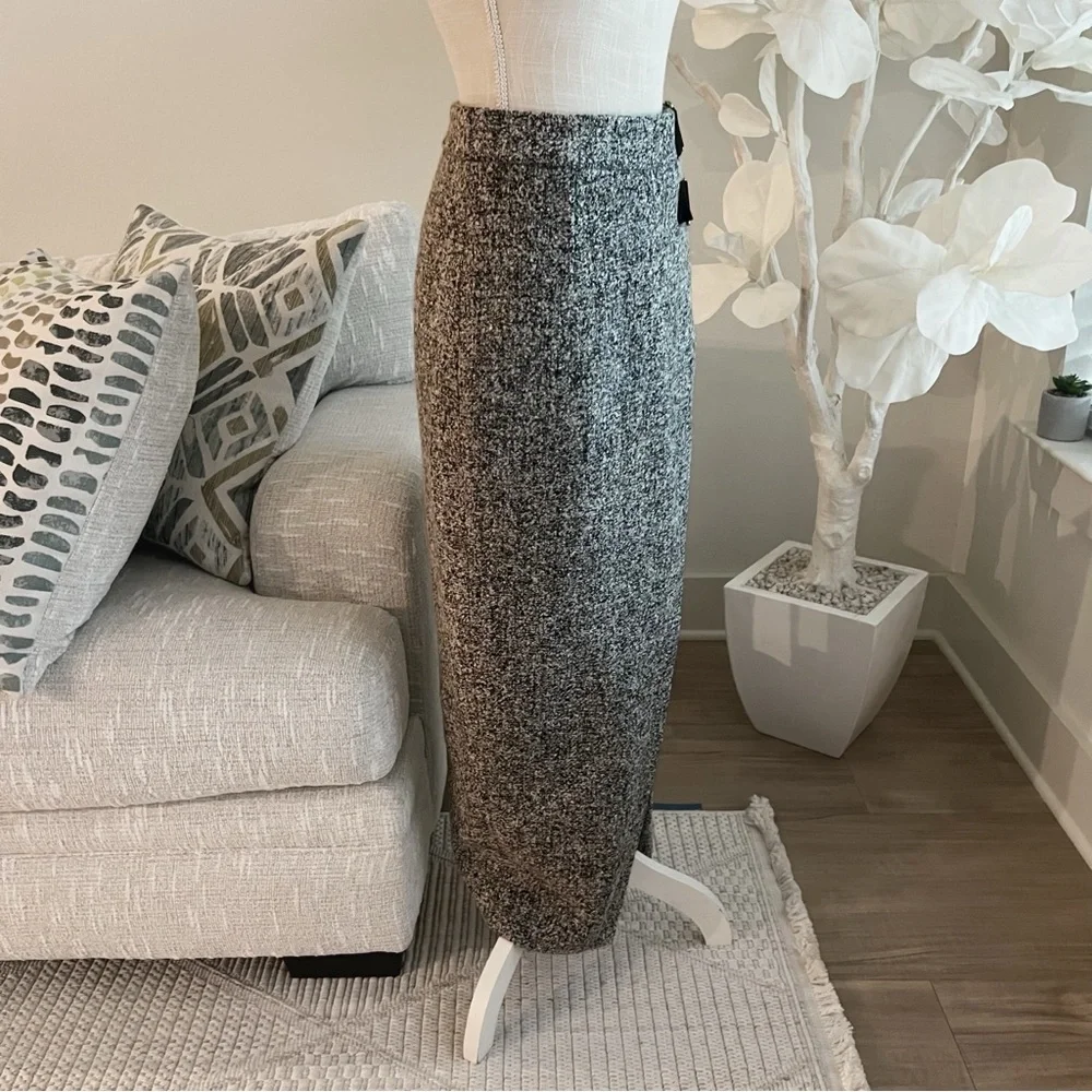 J LUX Label Gisele Gray Tweed Slit Women's Skirt - Picture 7 of 11